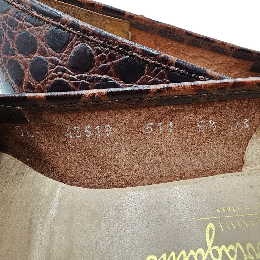 Vintage Salvatore Ferragamo Italy Crocodile Alligator Emb. Womens 8.5AAA Loafers - Picture 7 of 13